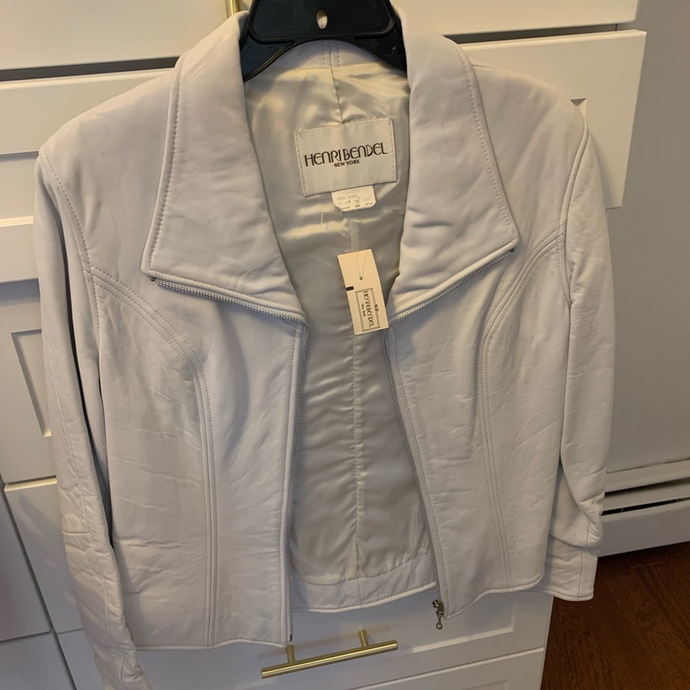 Henri Bender White Leather Zip-up Size medium